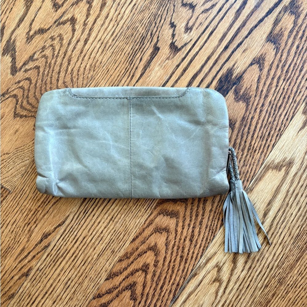 HOBO International Gray Leather Continental Wallet with Tassel